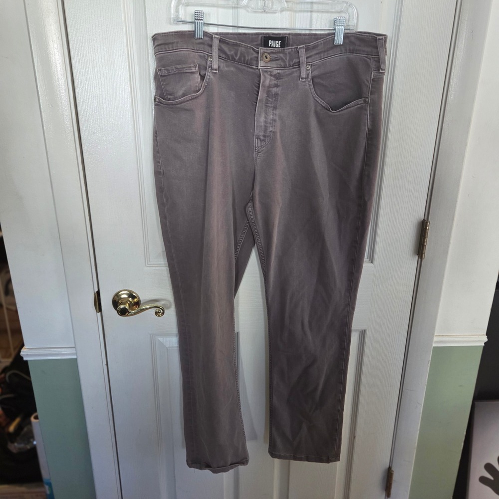 PAIGE Federal Slim Straight Leg Jeans Mens 36×30.5 Grey Purple Transcend Denim